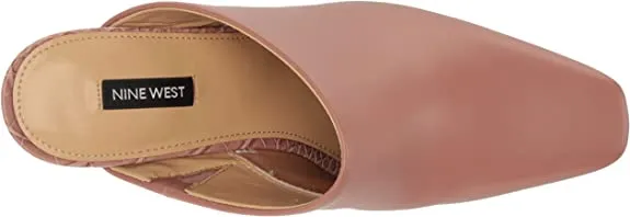 Nine West Ariane New Light Rust Squared Toe Slip On Block Heel Fashion Pumps