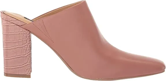 Nine West Ariane New Light Rust Squared Toe Slip On Block Heel Fashion Pumps