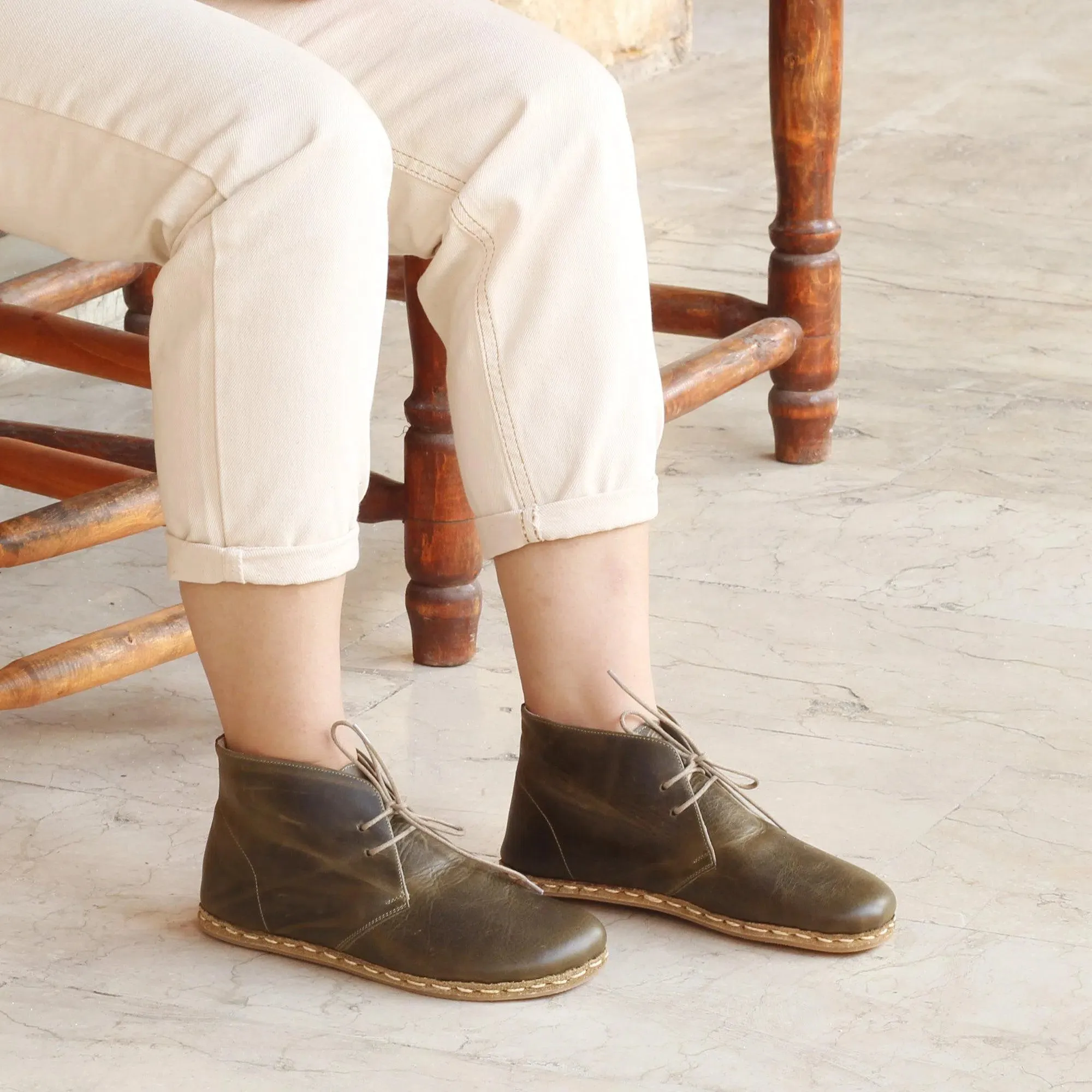 Oxford Earthing Boots Olive Green Women's