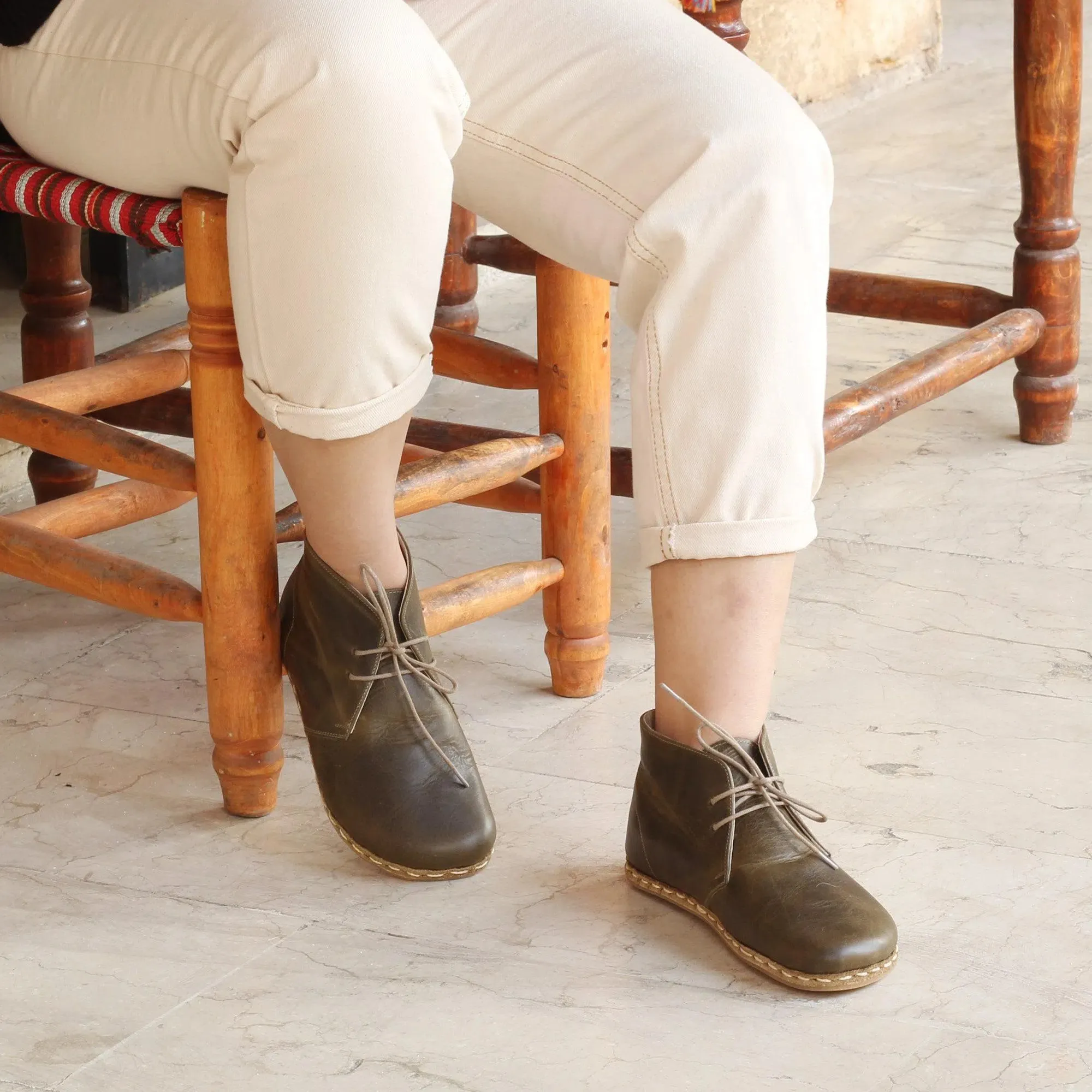Oxford Earthing Boots Olive Green Women's