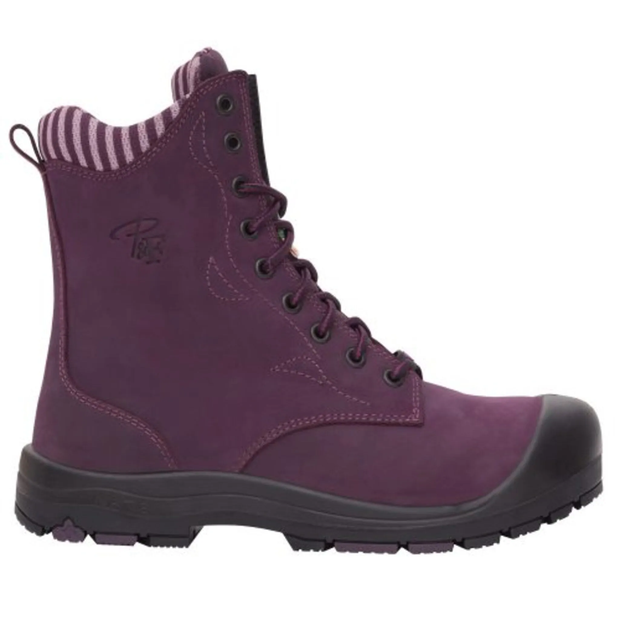 P&F Women's 8" Steel Toe Work Boots with Side Zipper, Lightweight Slip-Resistant Outsole, Shock Absorbing Insole, CSA Approved, Full-Grain Leather | Sizes 5-12