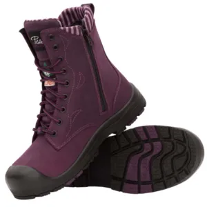 P&F Women's 8" Steel Toe Work Boots with Side Zipper, Lightweight Slip-Resistant Outsole, Shock Absorbing Insole, CSA Approved, Full-Grain Leather | Sizes 5-12