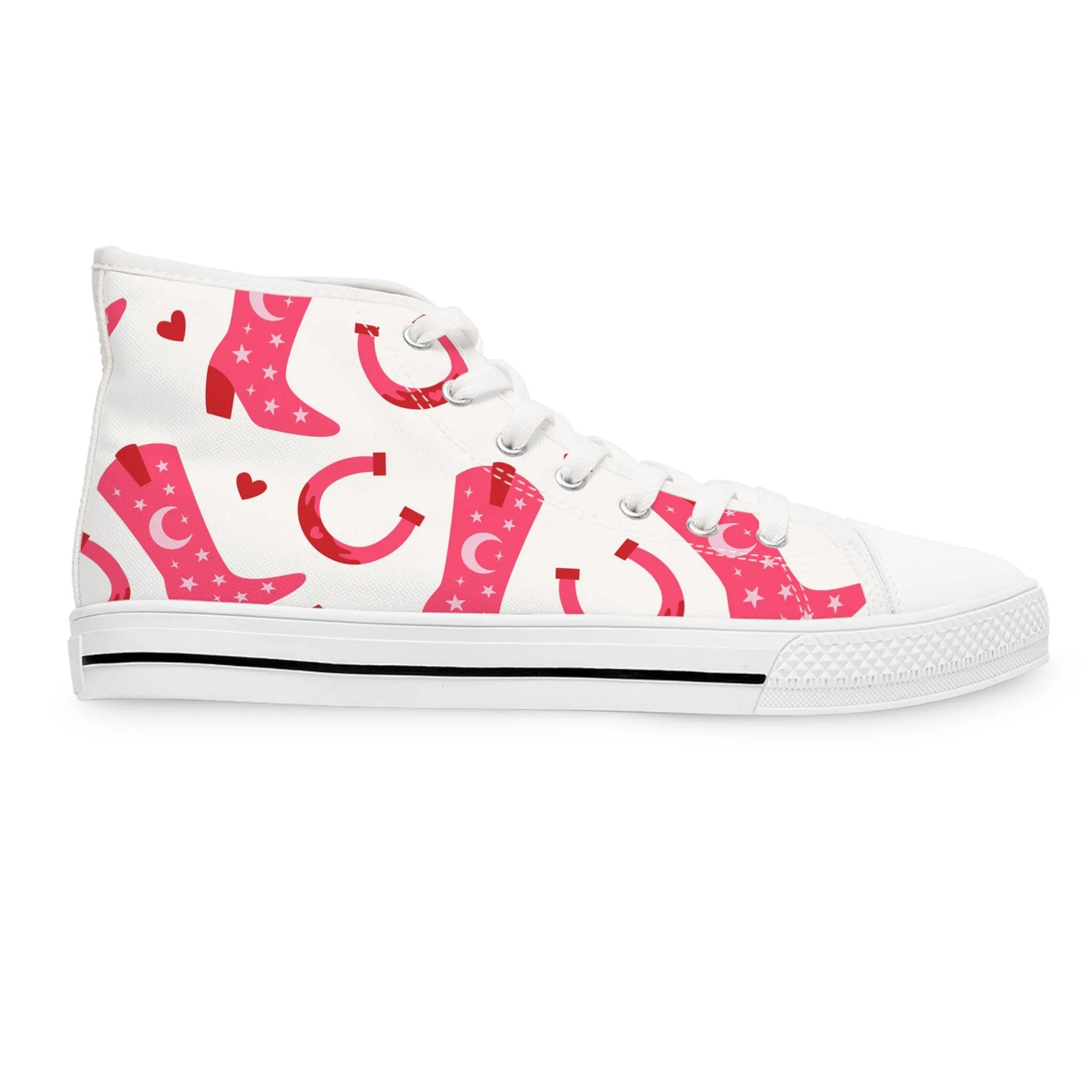 Pink Western Shoes Women's High Top Sneakers