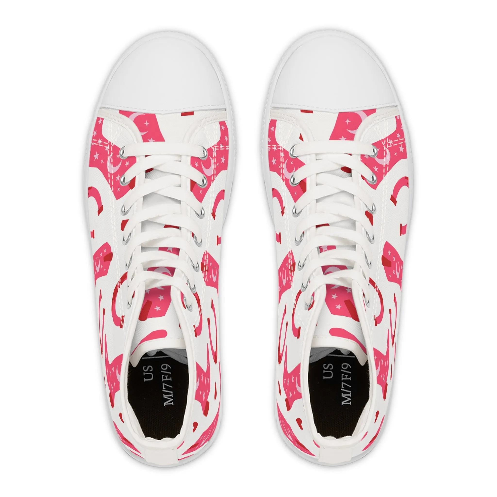 Pink Western Shoes Women's High Top Sneakers