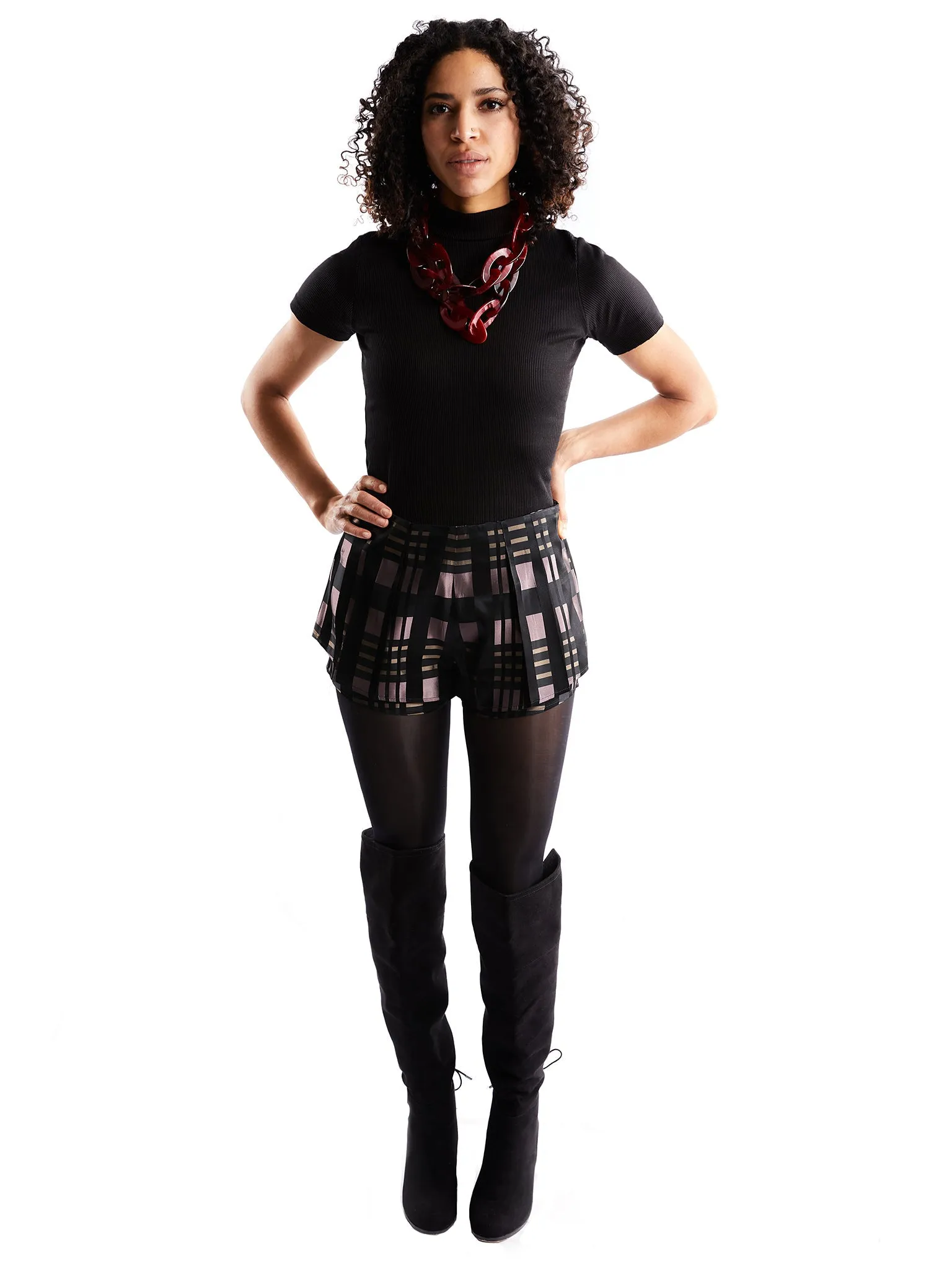 Pleated Shorts in Plaid