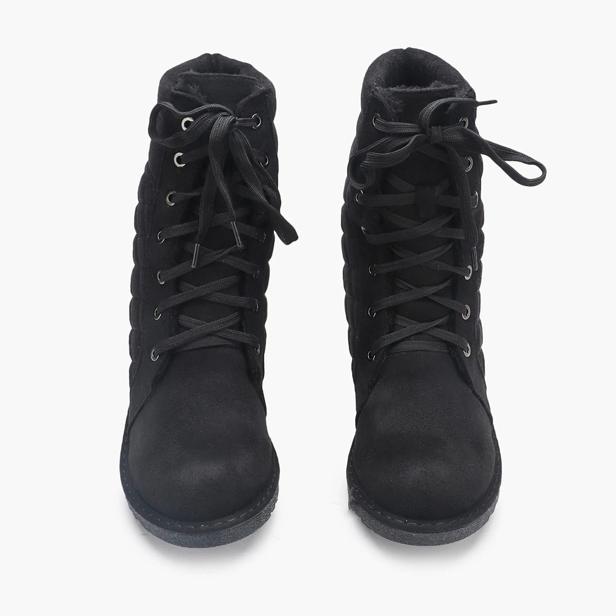 Quilted Lace Up Suede Boots