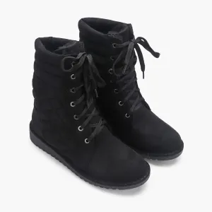 Quilted Lace Up Suede Boots