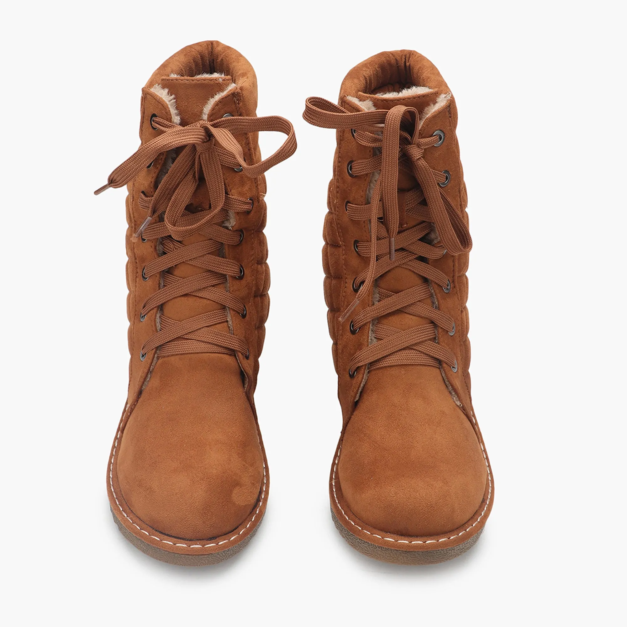 Quilted Lace Up Suede Boots
