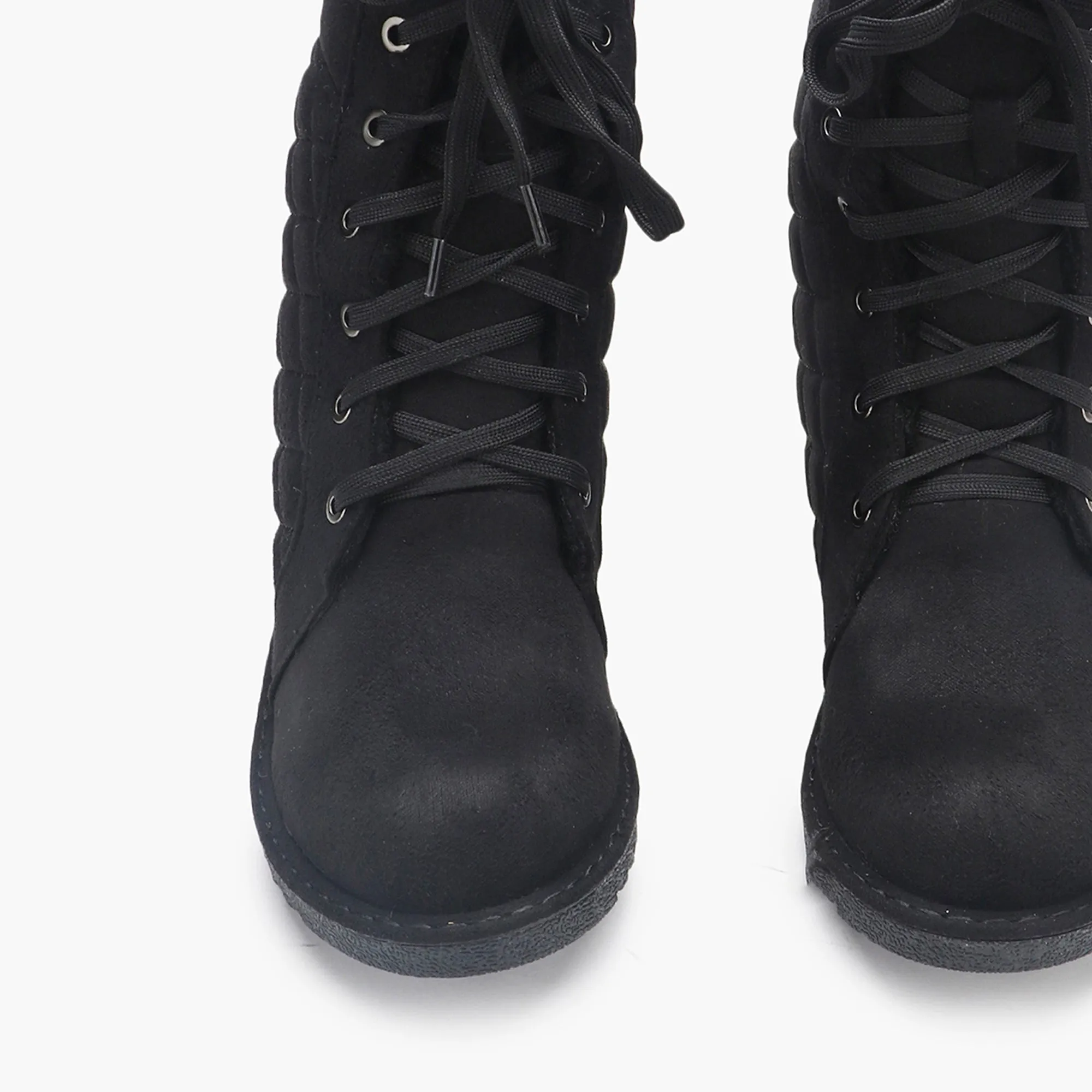 Quilted Lace Up Suede Boots