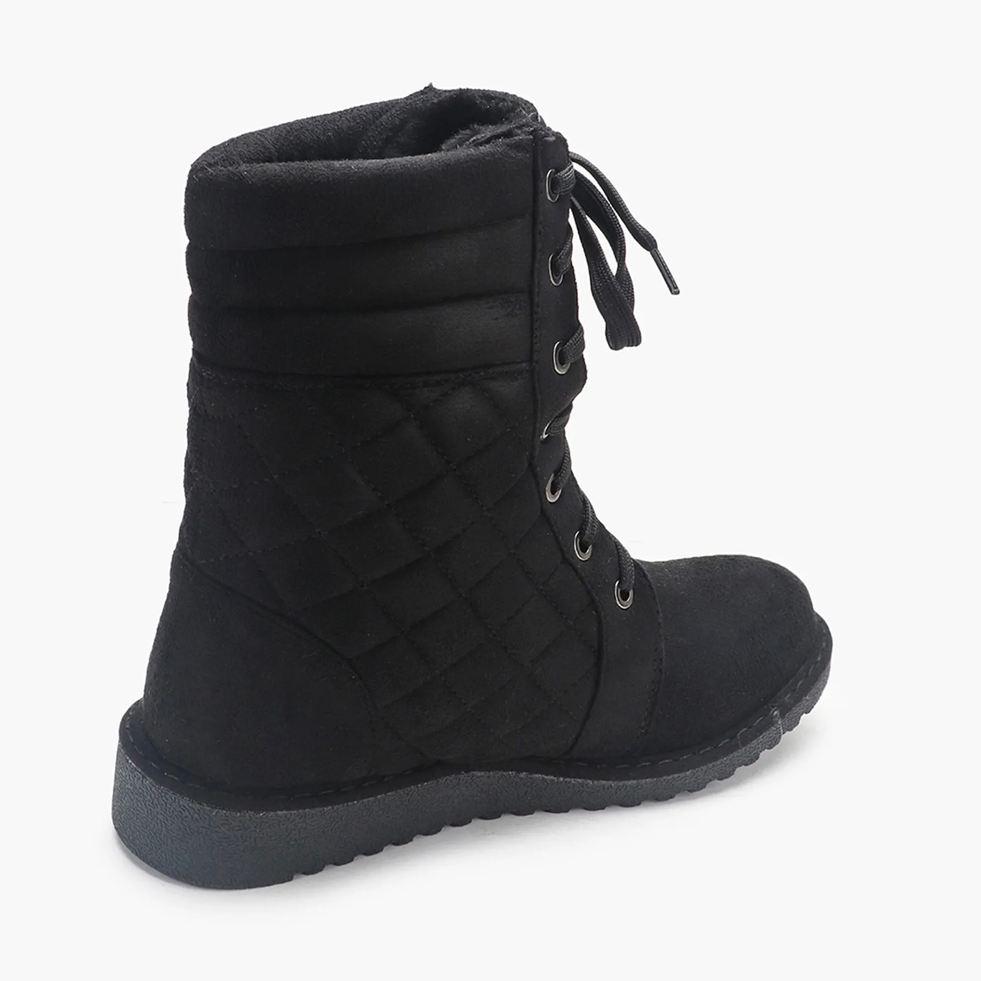 Quilted Lace Up Suede Boots