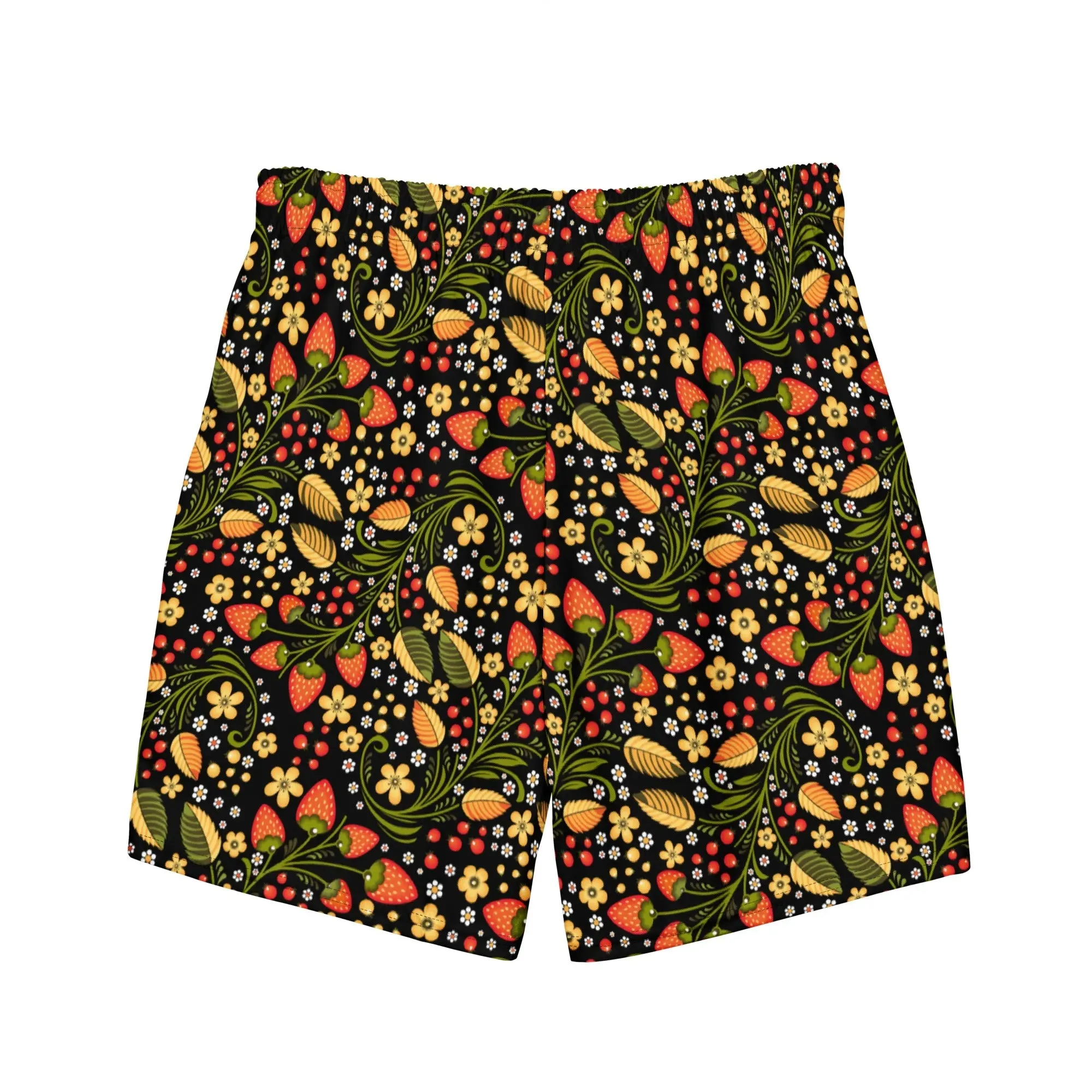 Russian Black Khokhloma Recycled Men's Swim Trunks