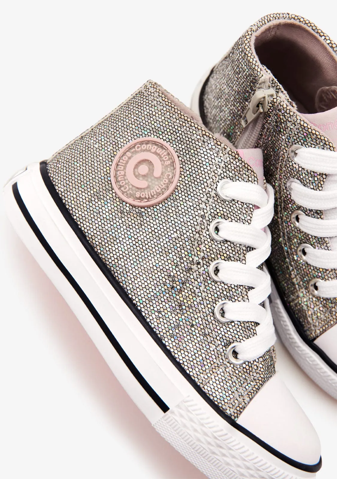 Silver Glitter High Top Sneakers