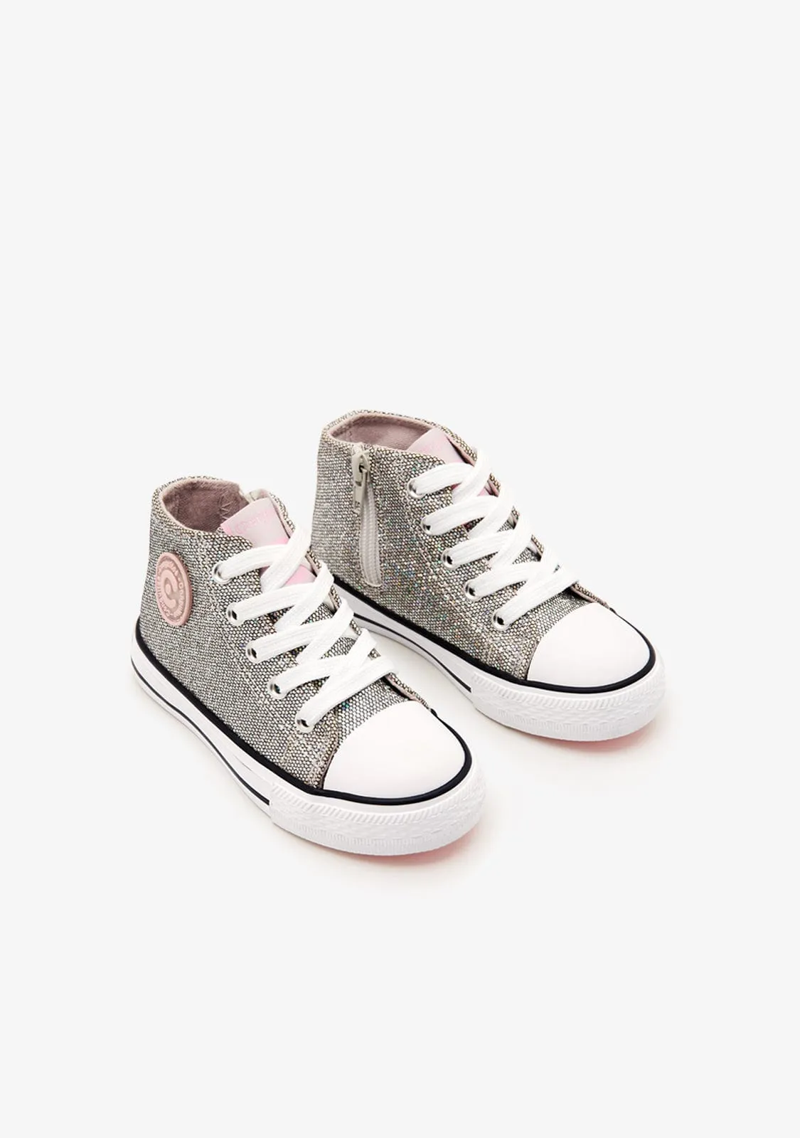 Silver Glitter High Top Sneakers