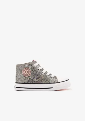 Silver Glitter High Top Sneakers