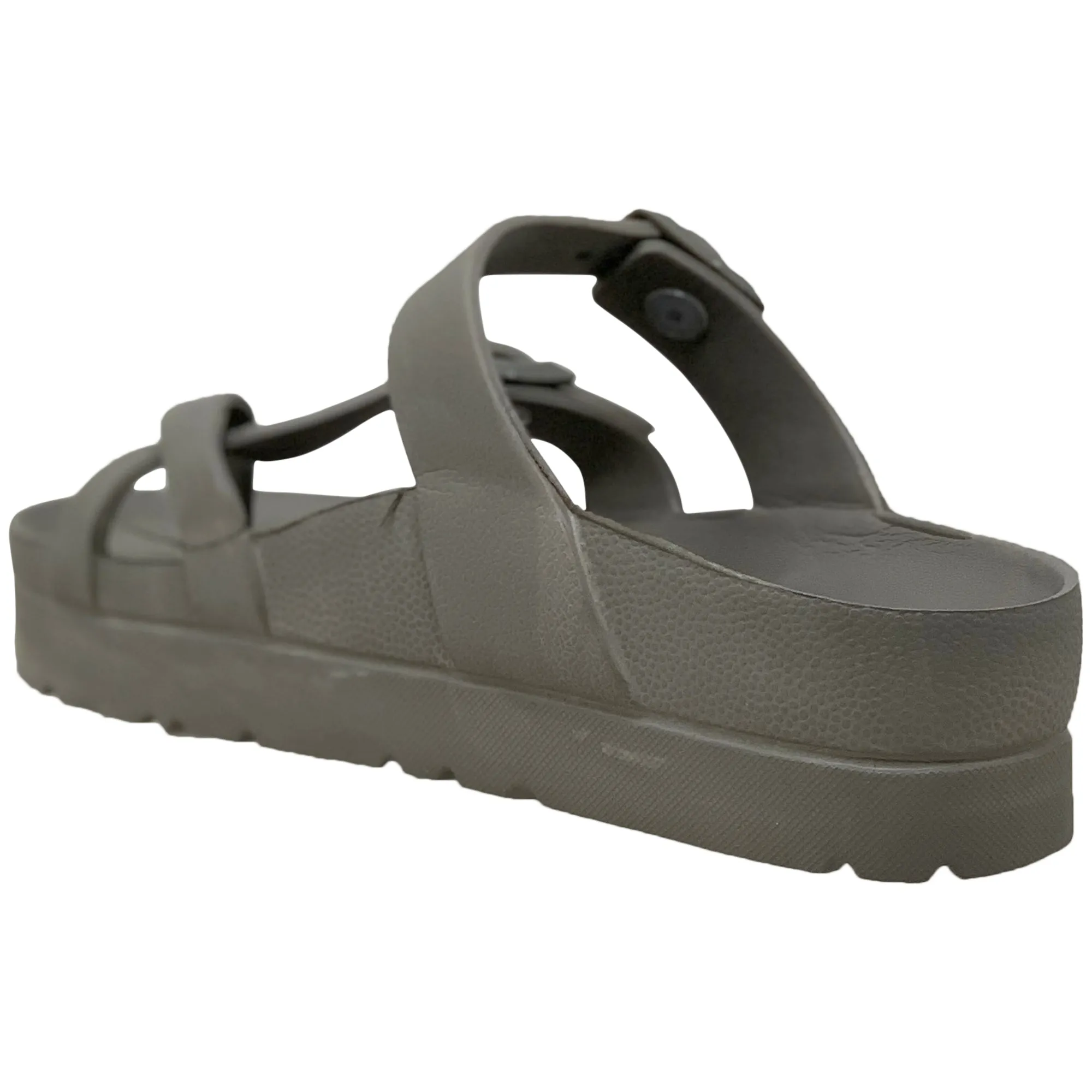 SOBEYO Women's Strappy Platform Sandals Ring Toe Double Buckles Gray