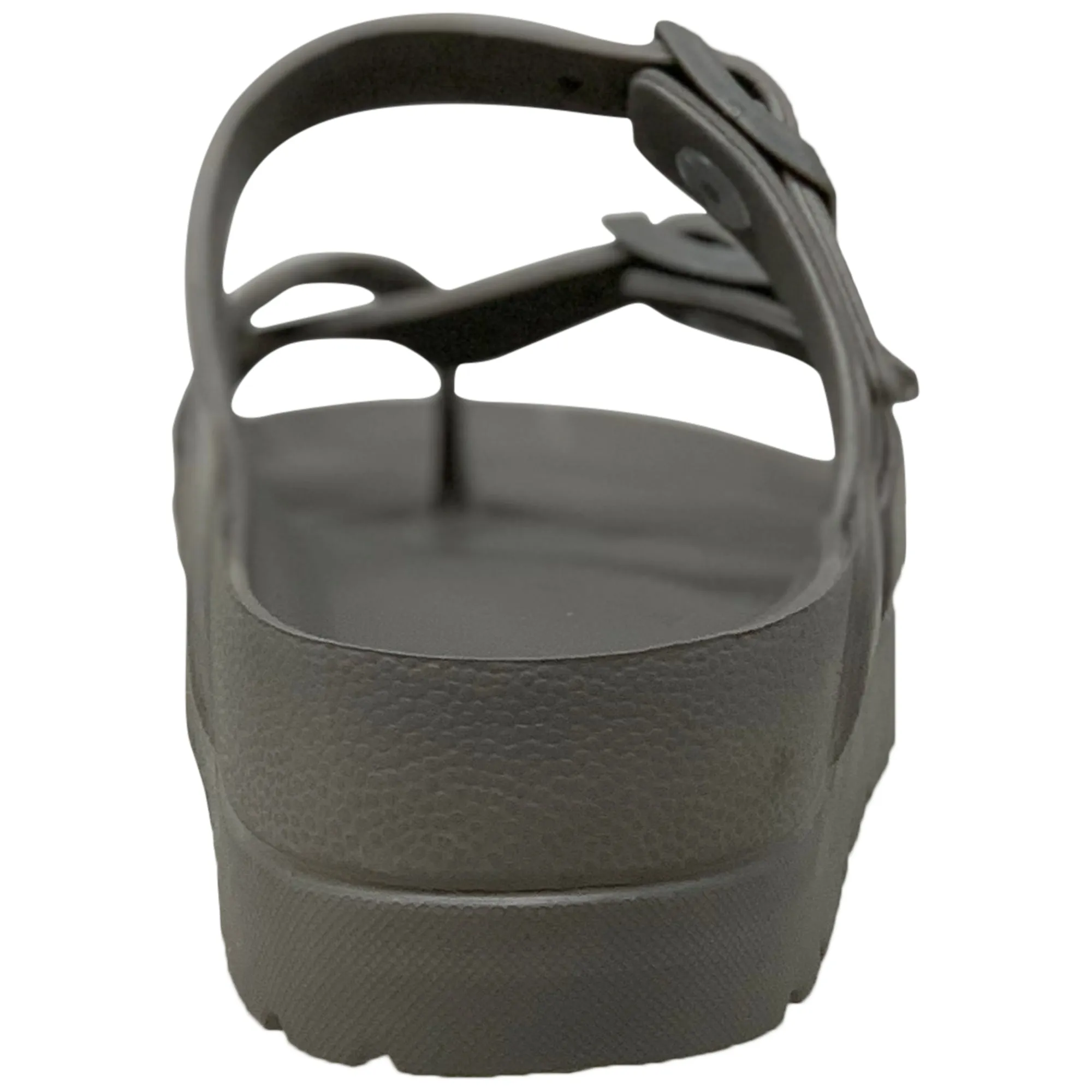 SOBEYO Women's Strappy Platform Sandals Ring Toe Double Buckles Gray