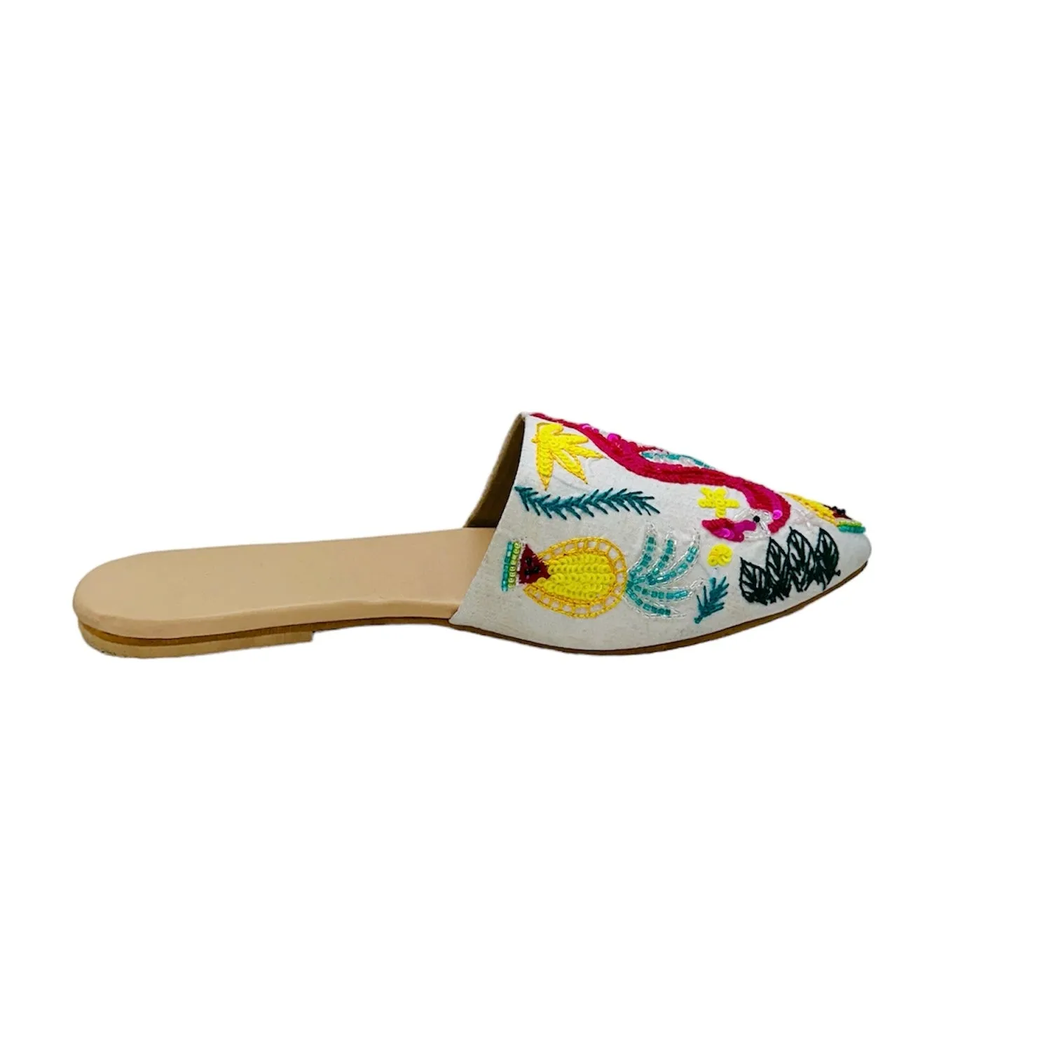 Sparkling Flamingo Flat Mules