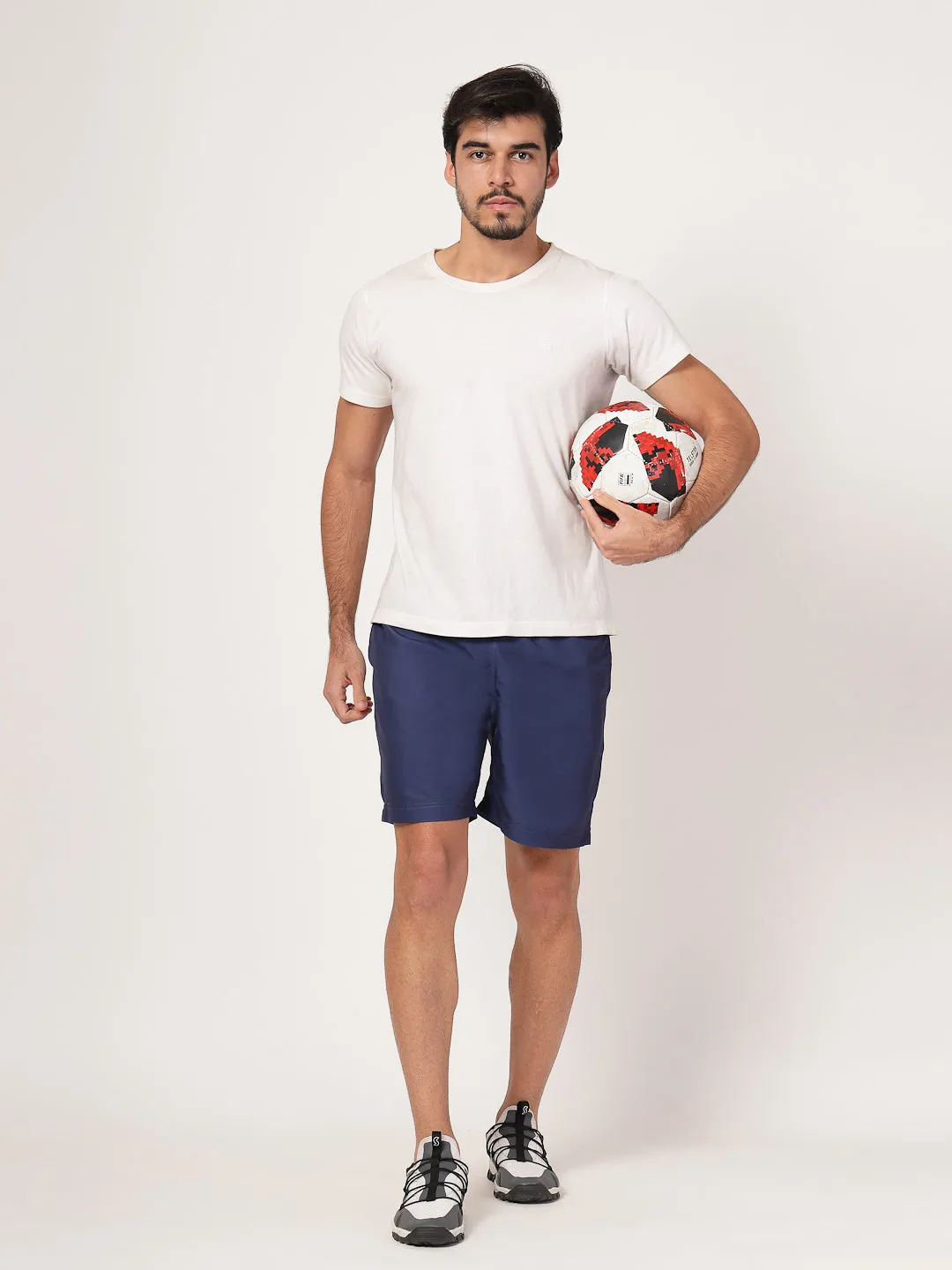 Style Quotient Men Navy Solid Polyester Regular Swim  Shorts
