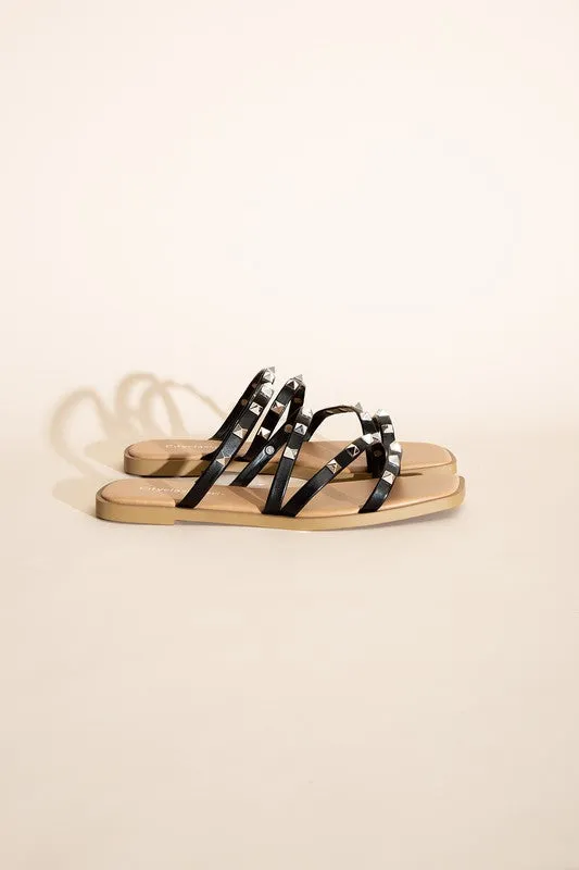 TEMIR -  STUD FLAT SLIDES  for women