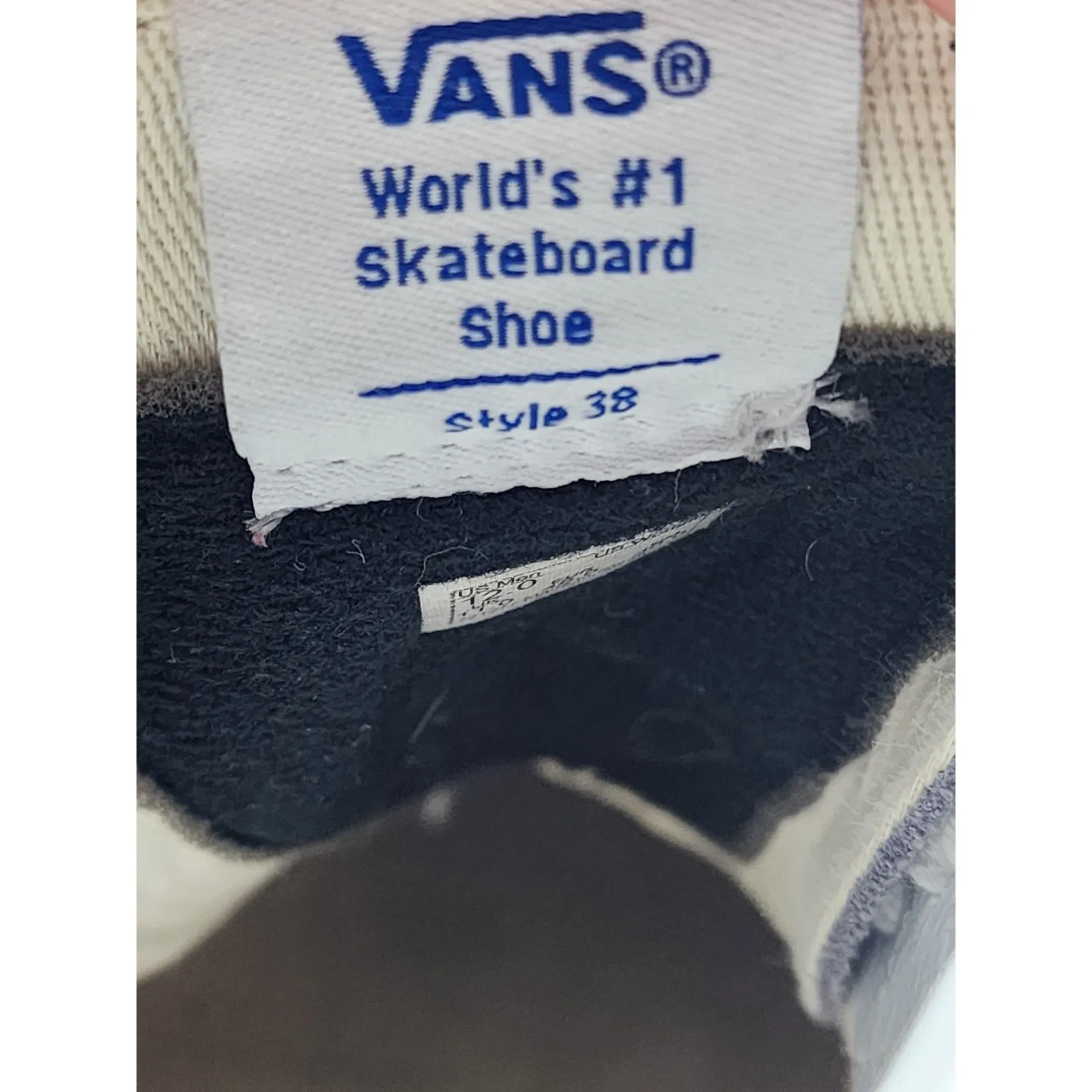 VANS Sk8-Hi Mens 12 Skateboard Shoes Blue White Canvas High Top Sneakers Waffle