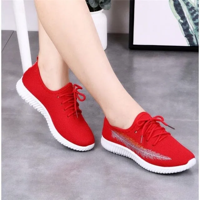 Women Running Shoes 2019 Sneakers Solid Black Red Shoes Gym Fitness Trainers Walking Sport Shoes Female Zapatos Mujer Size 35-41