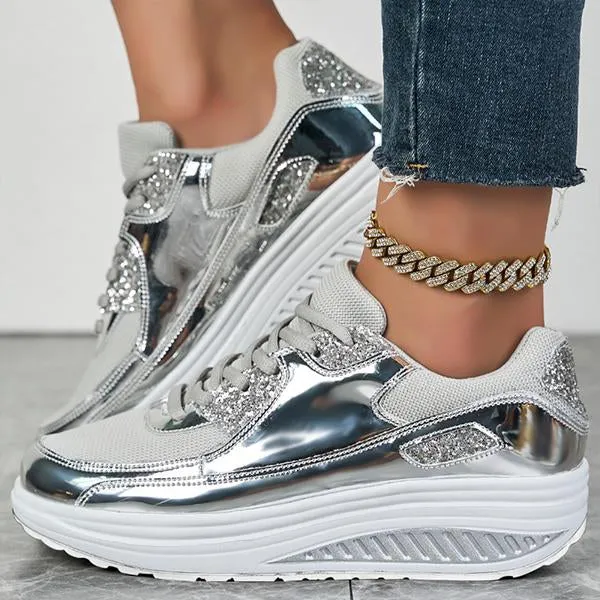Women's Fashion Shiny Thick-soled Sports Shoes 74241857S