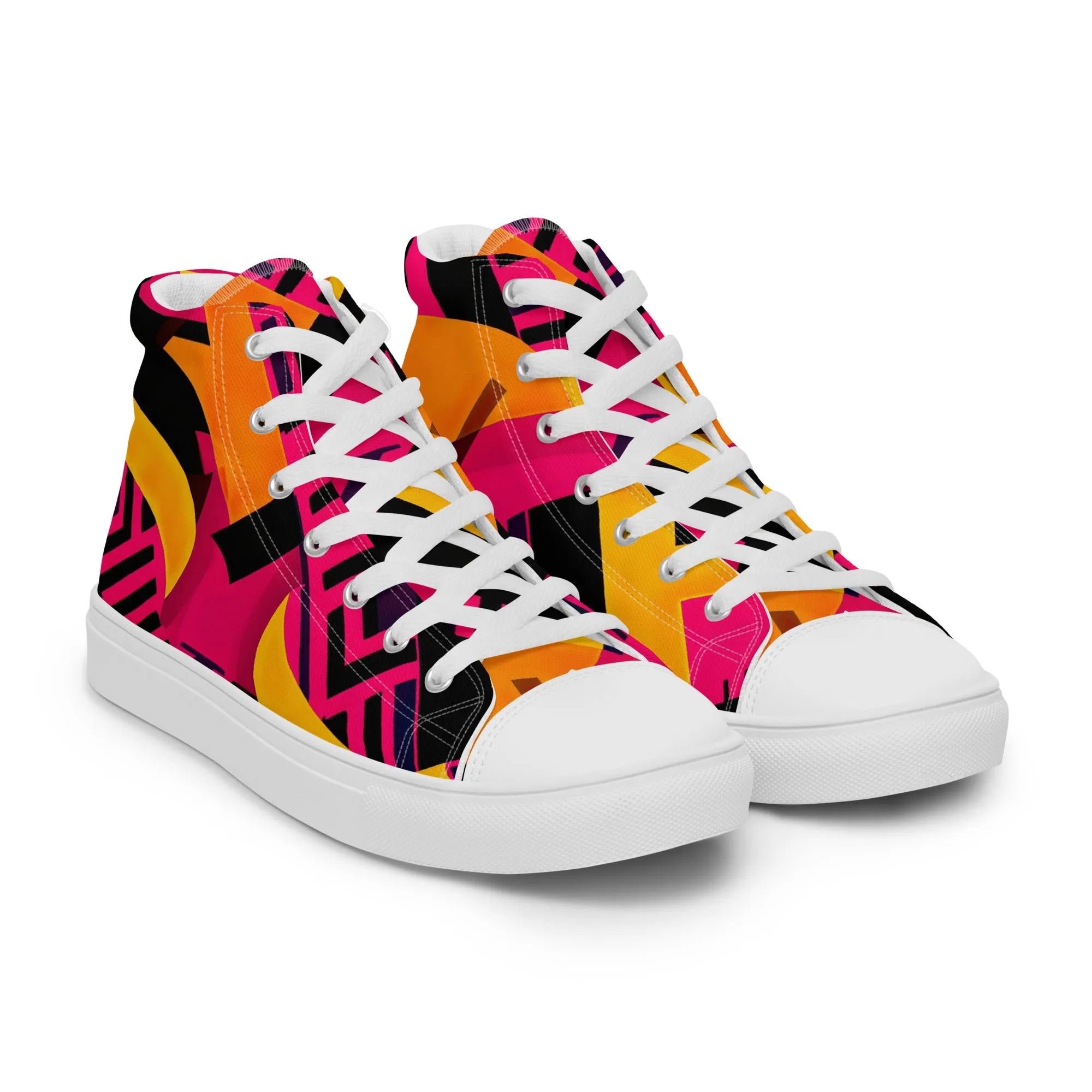 Women’s Fusia Kente High Top Canvas Shoes