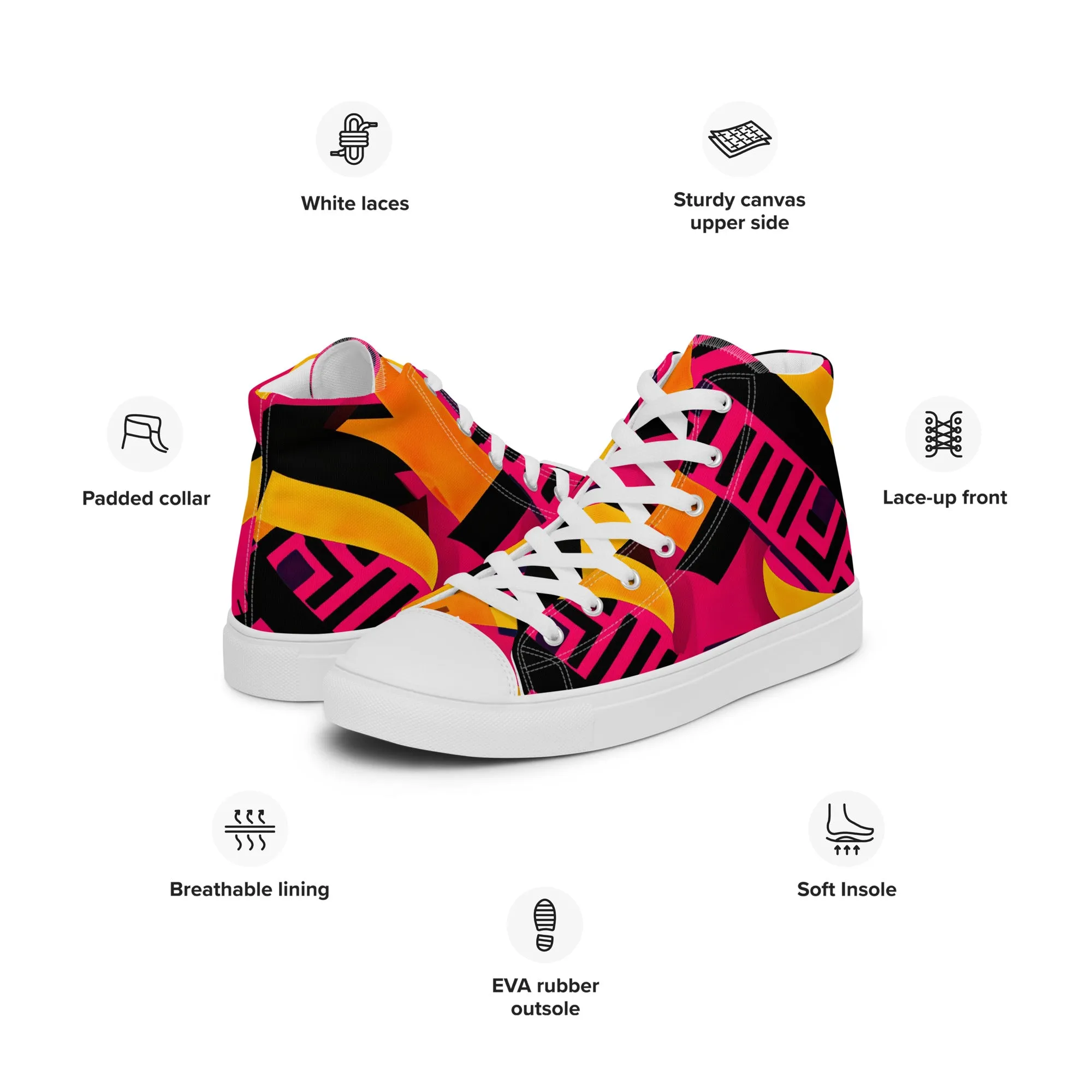 Women’s Fusia Kente High Top Canvas Shoes