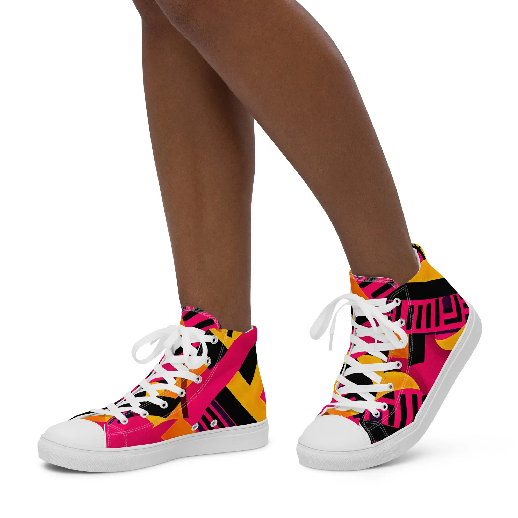 Women’s Fusia Kente High Top Canvas Shoes