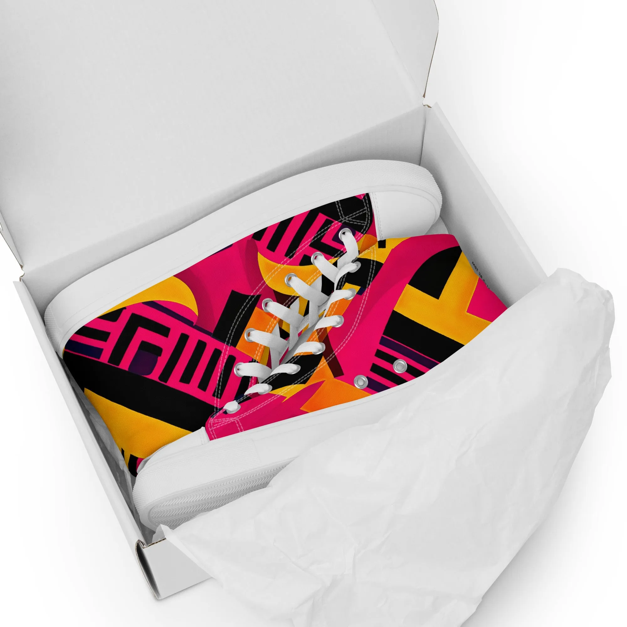 Women’s Fusia Kente High Top Canvas Shoes