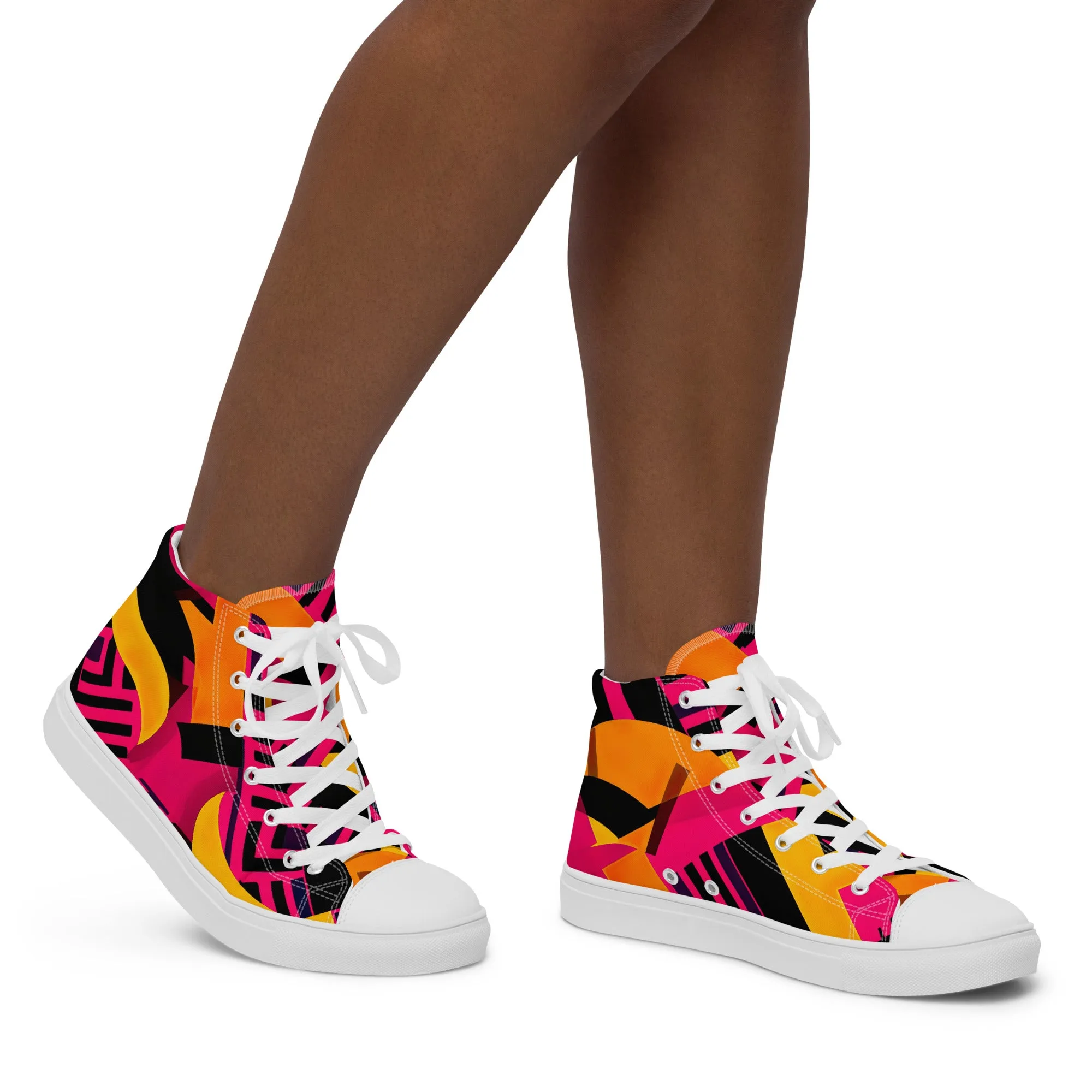 Women’s Fusia Kente High Top Canvas Shoes