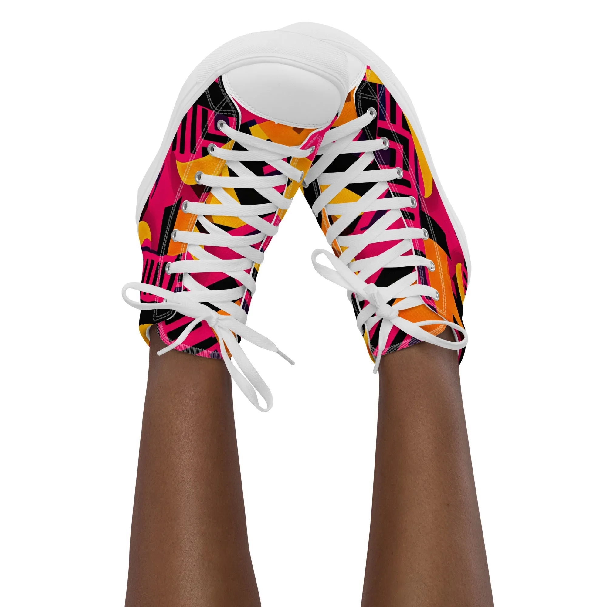 Women’s Fusia Kente High Top Canvas Shoes