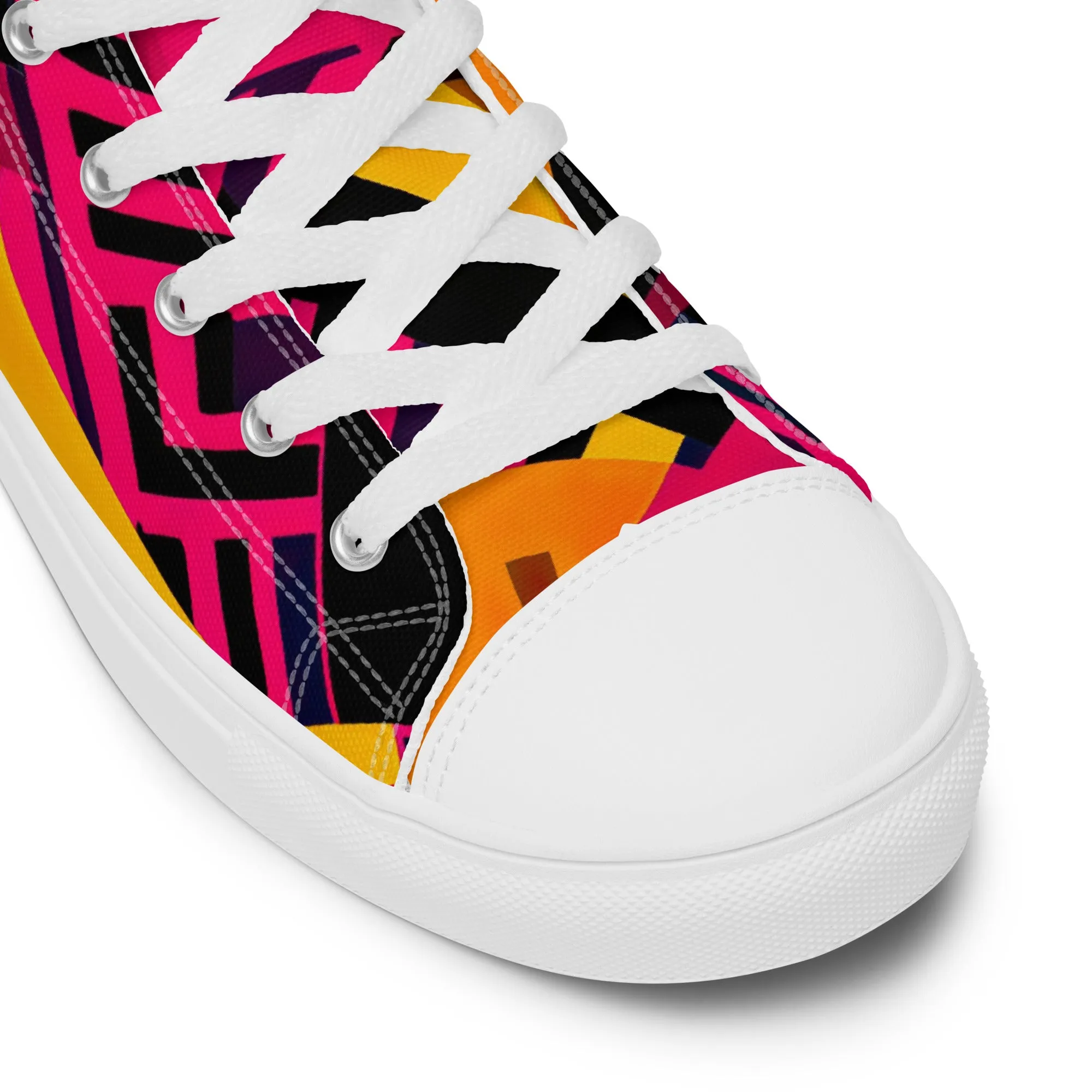 Women’s Fusia Kente High Top Canvas Shoes