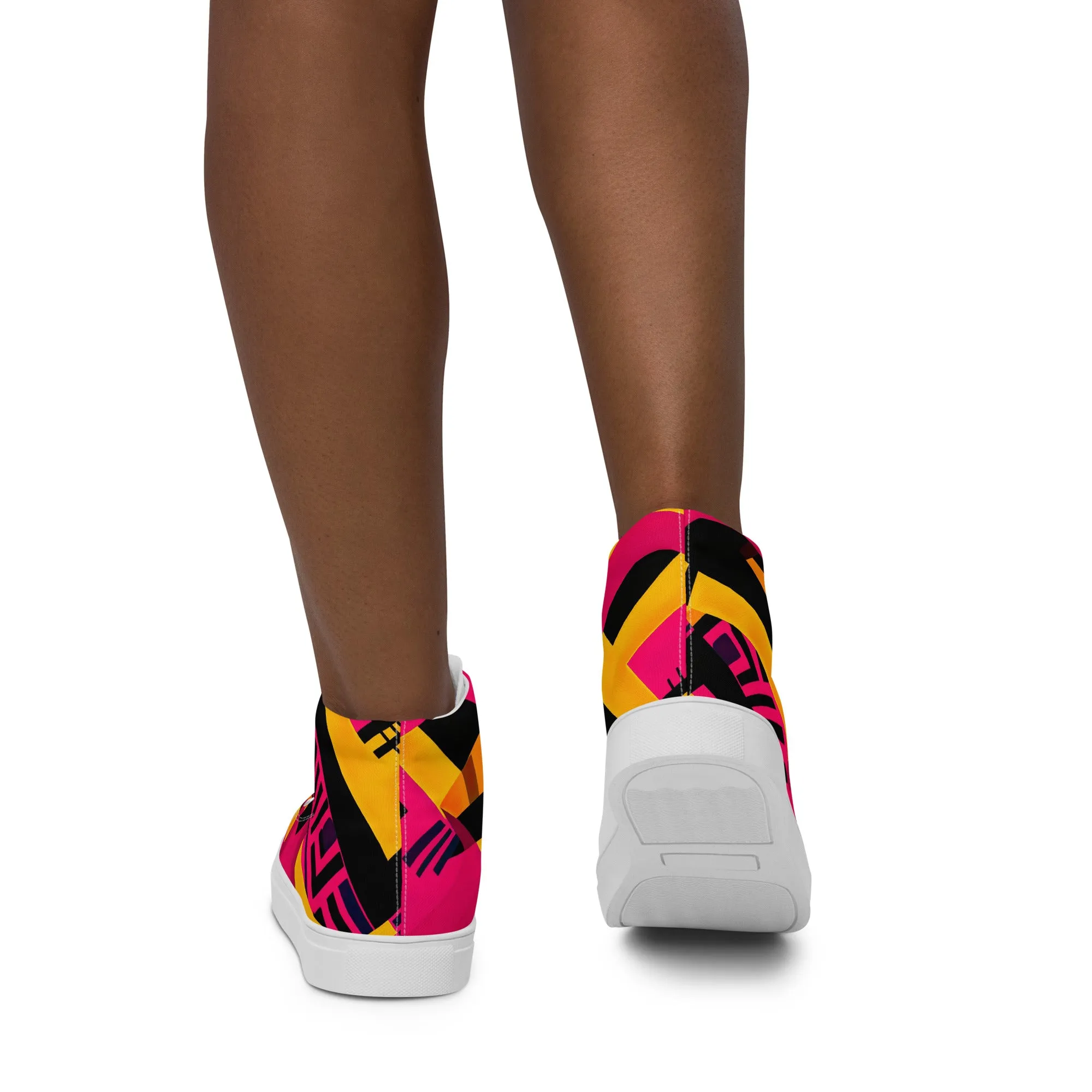 Women’s Fusia Kente High Top Canvas Shoes
