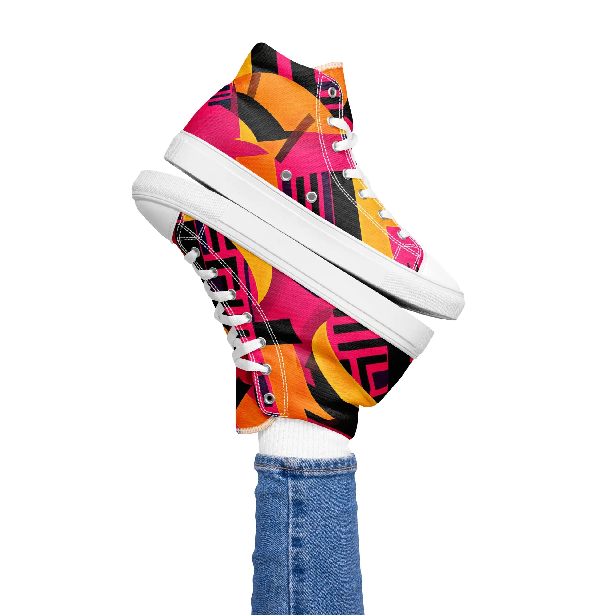 Women’s Fusia Kente High Top Canvas Shoes