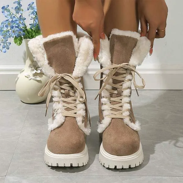 Women's Mid-Calf Front-Lace Snow Boots 61740372C